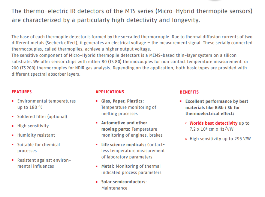 德国Micro-Hybrid热电堆红外温度传感器 单通道 高灵敏度 高信号(图1)